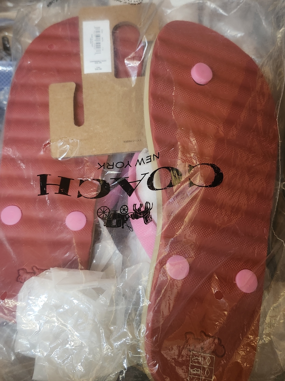 COACH Red & Pink Slide Sandals⭐️ - Picture 2 of 7